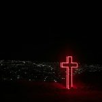 red neon light cross signage