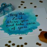 blue and white happy birthday greeting card