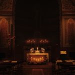 lit candles on stage