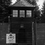 grayscale photography of house