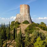 brown concrete building on top of hill